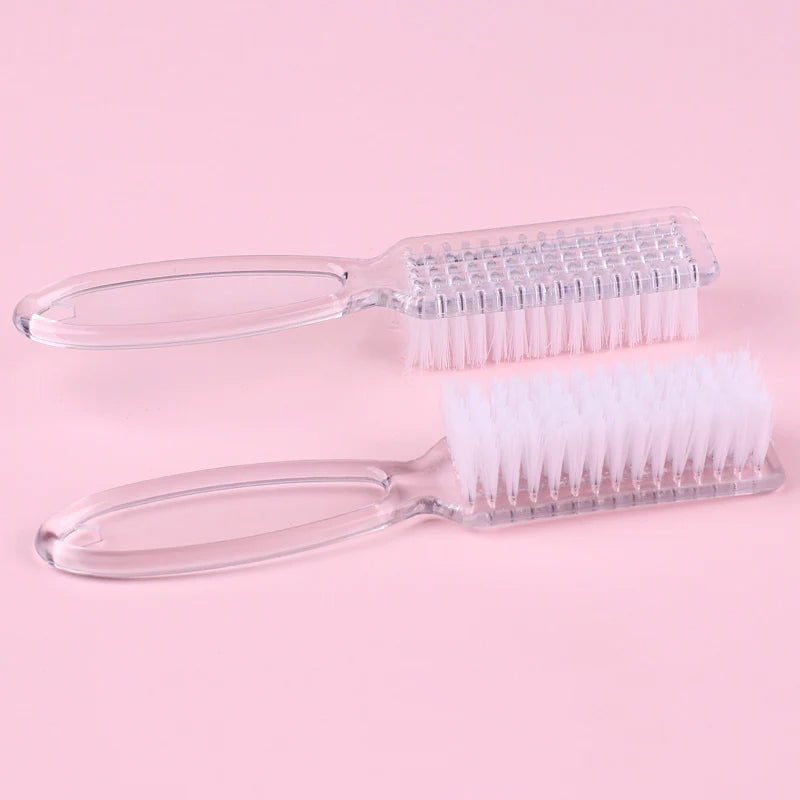 4PCS Transparent Nail Cleaning Brushes – Plastic Handle Pedicure & Manicure Scrub Brushes