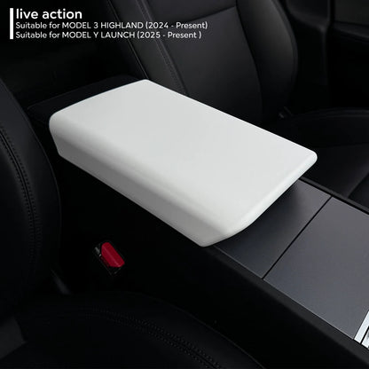 TPE Soft Center Console Armrest Cover – Compatible with Tesla Model Y Launch 2025 & Model 3 Highland 2024 Accessories
