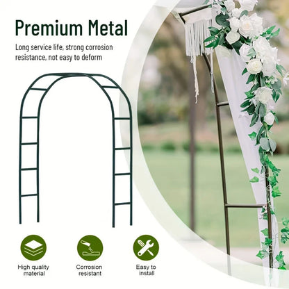 100 Inch Metal Garden Arch – Heavy Duty Steel Frame with Gothic Style, Wedding Arch for Lawn & Rock Climbing