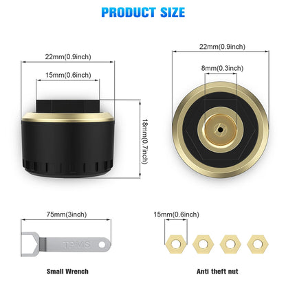 Car TPMS Bluetooth 5.0 Tire Pressure Monitoring System – Motorcycle & Car Tyre Sensor with iOS/Android App Display