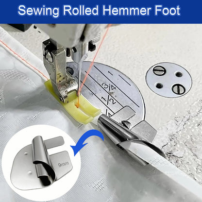 8-Piece Rolled Hemmer Foot Set - 3–10mm Spiral Edge Presser Feet for Sewing Machines