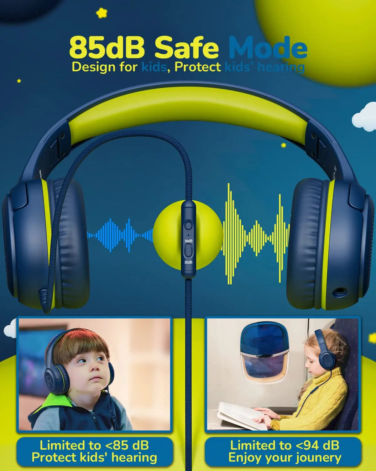 AWATRUE AT2 3.5mm Surround Stereo Gaming Headset – Memory Earmuffs with Mic for PC, Laptop & Kids