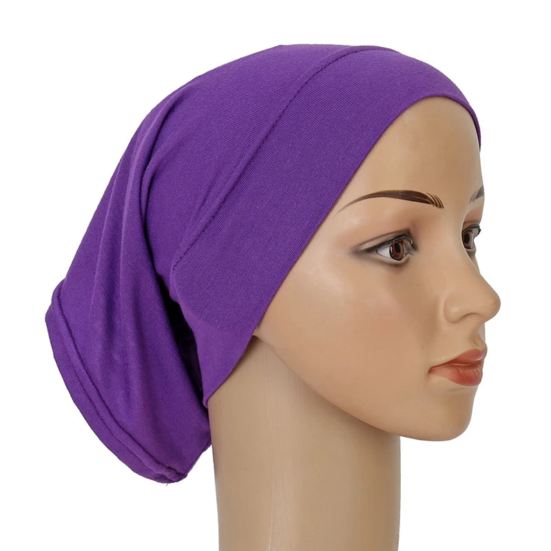 Cotton Modal Inner Hijab Undercap – Soft Stretch Muslim Turban, Islamic Underscarf Bonnet & Tube Cap for Women