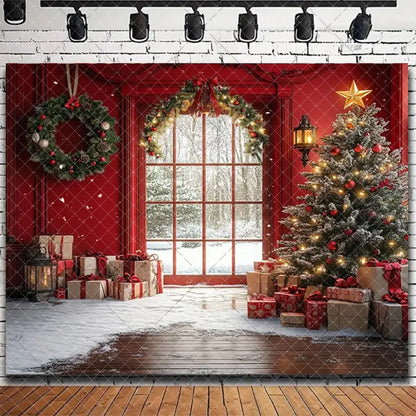 Merry Christmas Backdrop 2026 – Santa, Snowman & Xmas Tree Background for Family Party, Baby Shower & Photo Props