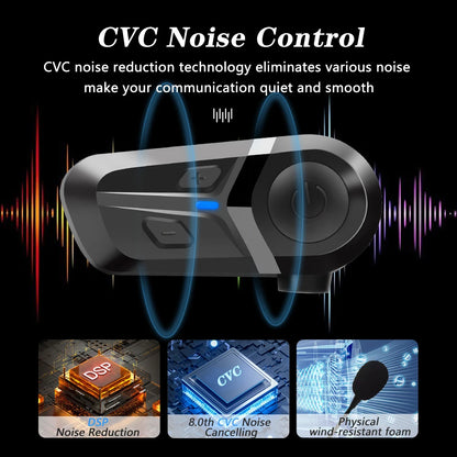 Bluetooth 5.3 Wireless Motorcycle Helmet Headset - Waterproof Earphone with Hands-Free Call & Music Player for Moto Helmet