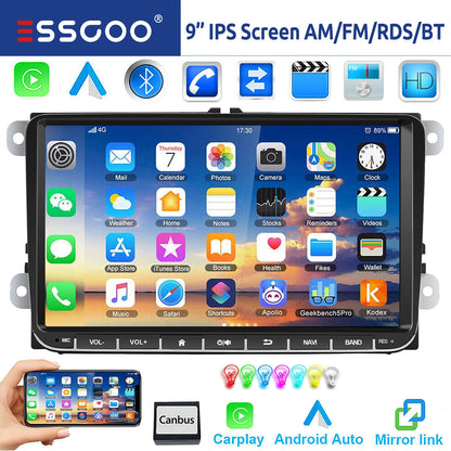 9" Android 15 Car Stereo - 6GB+128GB Wireless CarPlay GPS WiFi Bluetooth FM for VW