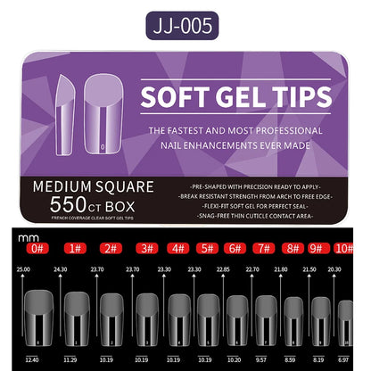 550pcs Soft Gel Nail Tips - Medium Short Almond Coffin Full Cover Acrylic Extensions for French Manicure & Nail Art