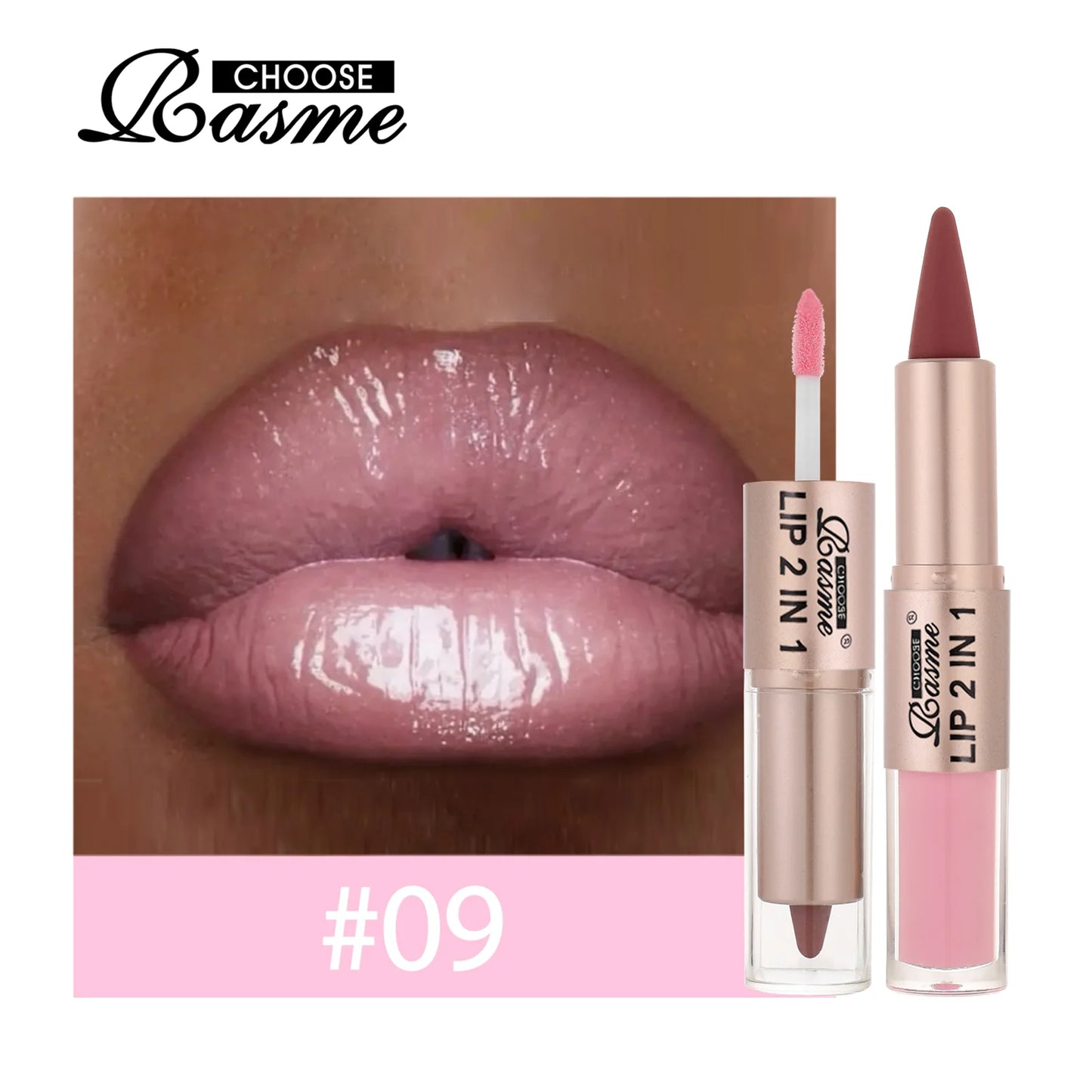 2-in-1 Tapered Lip Liner Pen - Waterproof Nude Brown Lip Contour & Matte Gloss Makeup