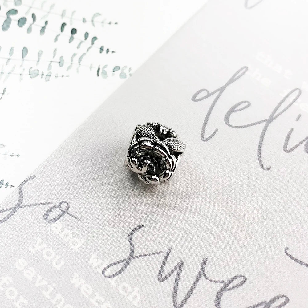 Black Scorpion Charm - 925 Sterling Silver Punk Jewelry Pendant for Men & Women DIY Jewelry Making 5mm Hole
