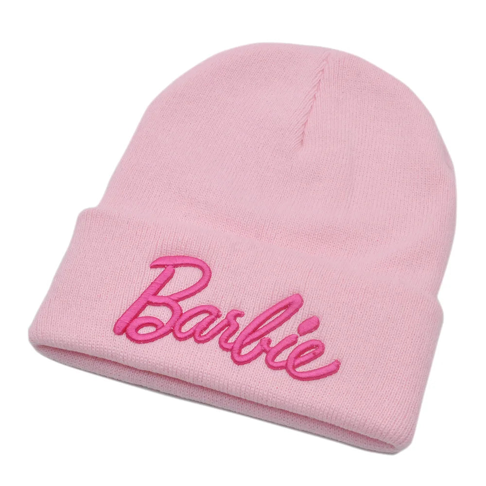 Barbie Knitted Hat – Cute Pink Pullover Ski Cap for Women, Kawaii Anime Winter Accessories, Christmas Gift for Girls