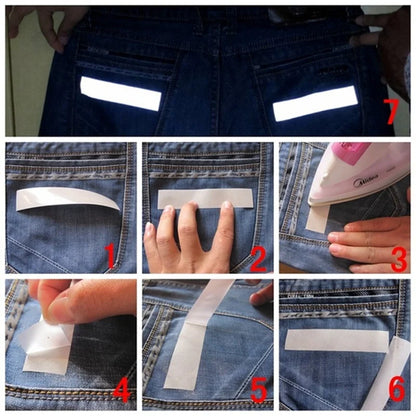 5M Reflective Heat Transfer Film - Iron on Safety Reflector Sticker for DIY Clothing, Bag, Shoes, Roadway Night Warning Strip (2-5cm)