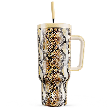 Meoky 40oz Mug Tumbler with Handle – Insulated Stainless Steel Tumbler with Lid & Straw, Coffee Thermos Cup, Heat Press Ready