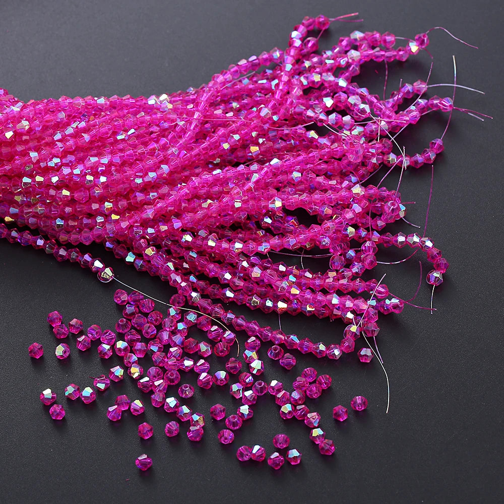 3/4mm Crystal Bicone Glass Beads - White Loose Faceted Beads for DIY Bracelets, Earrings & Jewelry Making