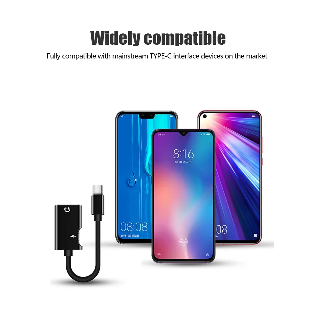 Type-C to 3.5mm Jack Adapter – Audio Splitter for Xiaomi, Huawei, USB-C Headphone Cable & Charger AUX Adapter