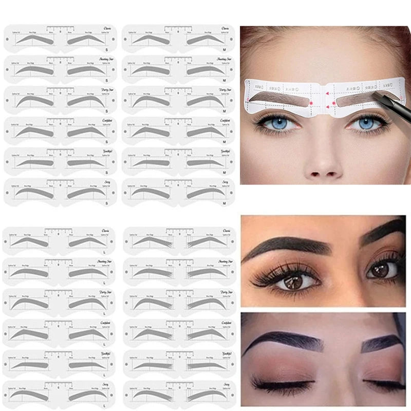Reusable Eyebrow Stencil Set – Soft Ruler Brow Definer & Styling Template for Precise Grooming