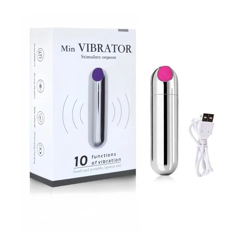 USB Rechargeable Mini Bullet Vibrator - 10 Speed Clitoral & G Spot Massage Stimulator for Women