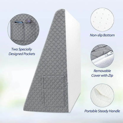 Memory Foam Wedge Pillow: Triangle Elevated Pillow for Sleeping, Acid Reflux, After Surgery - Bedside, Dormitory, Office Use