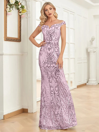 Elegant V-Neck Silver Sequin Evening Dress – 2025 Women’s Sleeveless Maxi Mermaid Party Prom Gown