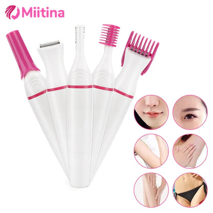 5-in-1 Women’s Painless Electric Hair Remover & Epilator — Portable Razor Trimmer for Legs, Bikini & Body Care