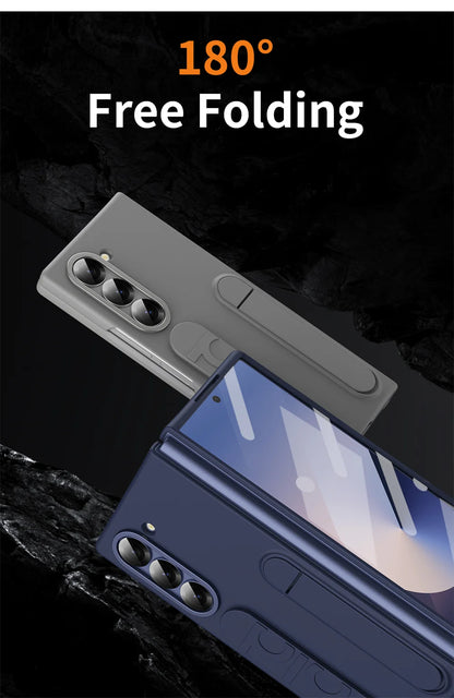 Luxury Wristband Case for Samsung Galaxy Z Fold 3-7 – Invisible Bracket Silicone Cover with Hand Strap & Folding Stand