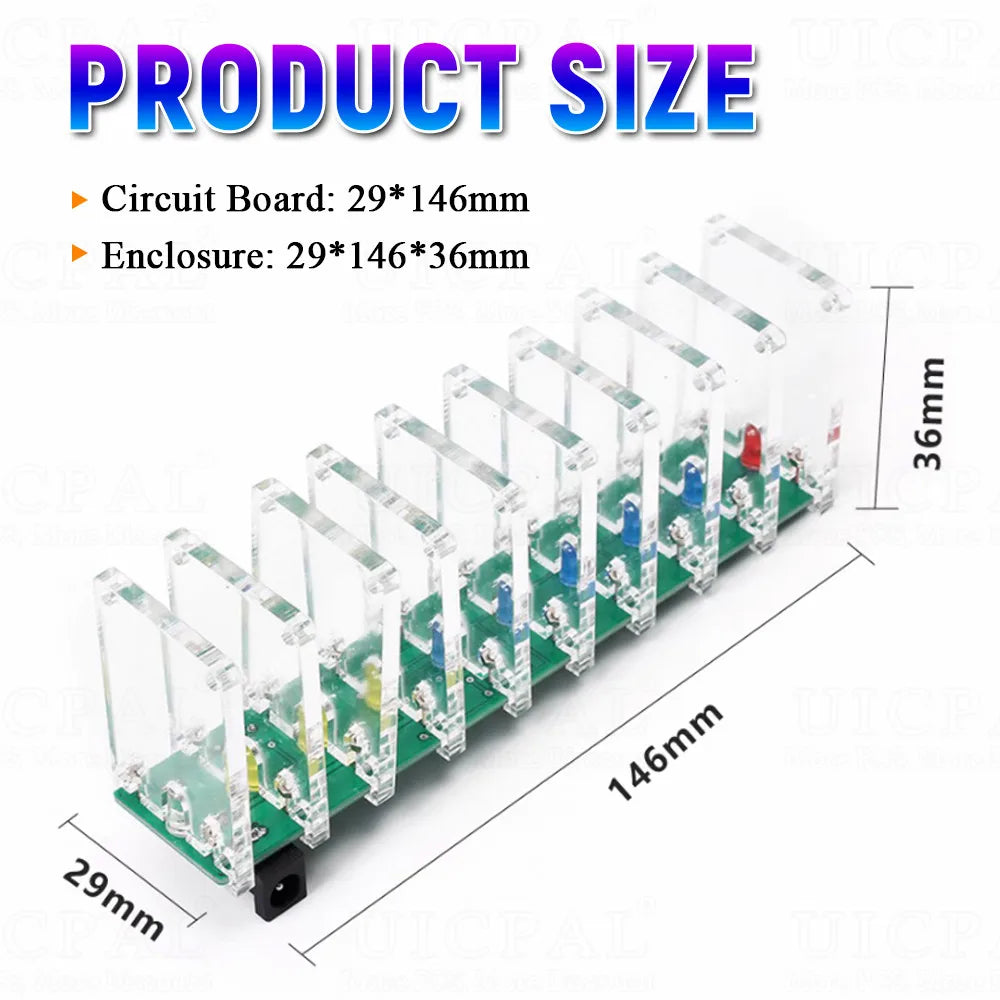 DIY LED Music Spectrum Kit - Crystal Column Audio Display PCB Soldering Practice Kit 5-12V