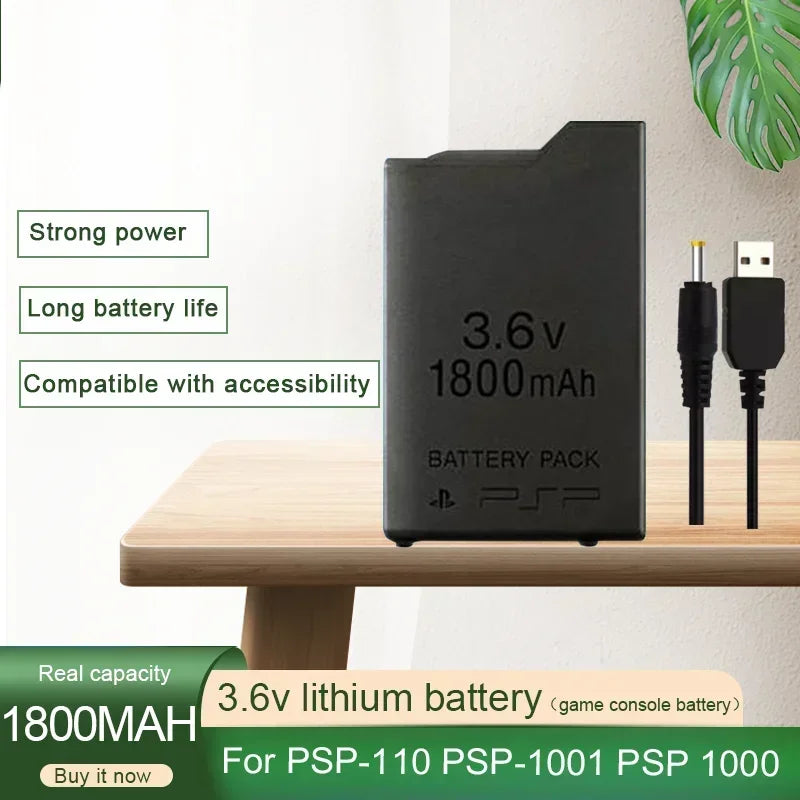 1800mAh Replacement Battery for Sony PSP 1000 – 3.6V Li-ion Rechargeable Battery for PlayStation Portable
