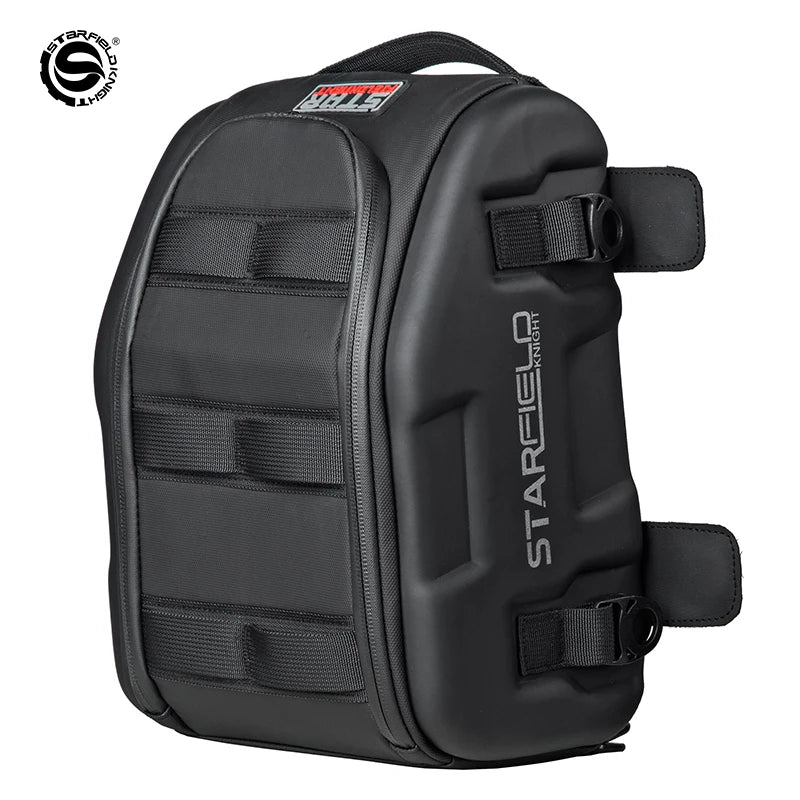 Waterproof Motorcycle Seat Back Bag – Large Capacity Hard Tail Box Luggage for Racing & Riding, Black Fuel Tank Motorbike Storage