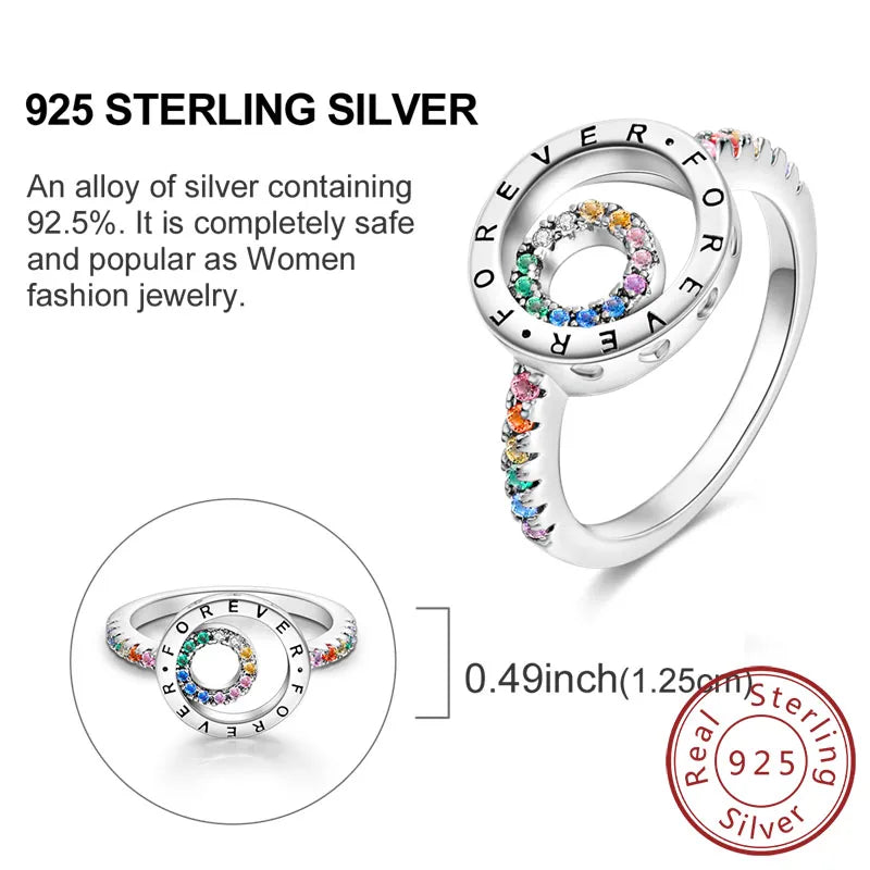 925 Sterling Silver Rings - Bow, Heart, Sun, Moon & Star Zircon Jewelry for Women, Birthday & Anniversary Gift