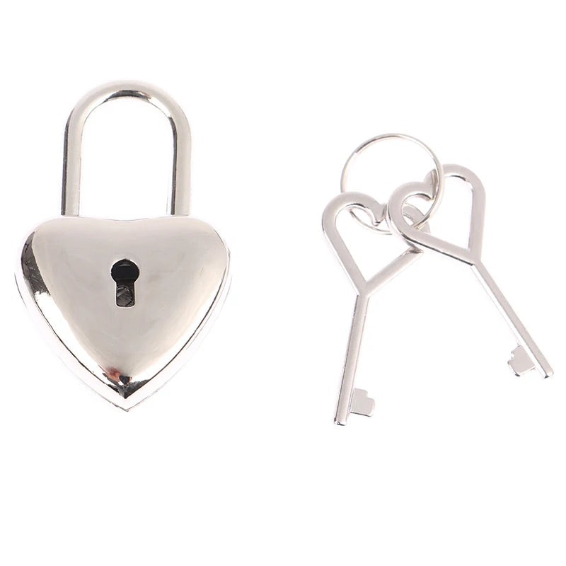 Heart-Shaped Mini Padlock with Key – Luggage, Jewelry Box, Diary, and Suitcase Lock for Travel and Wedding