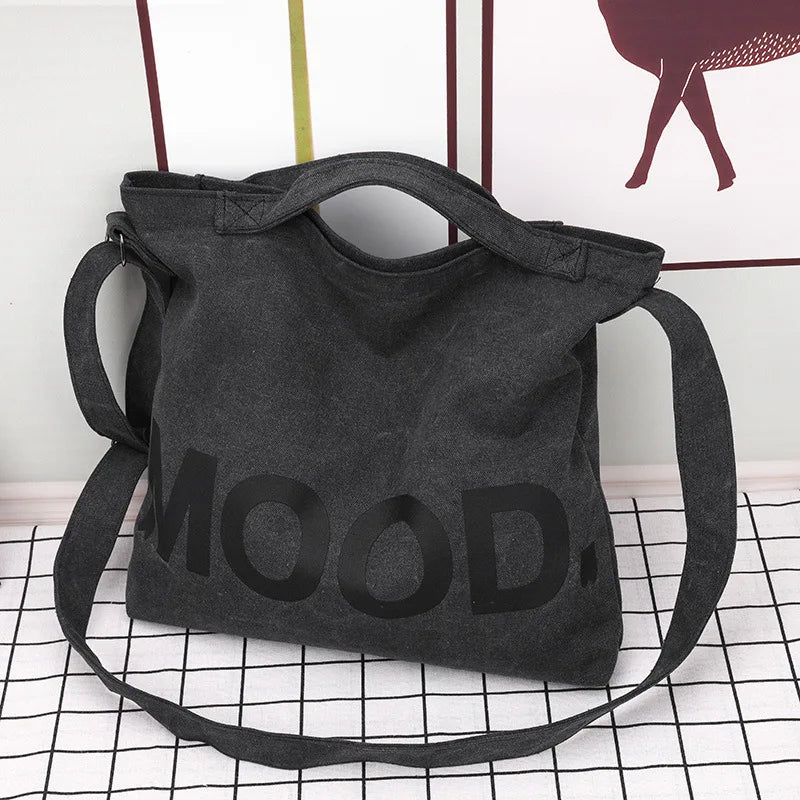 Women’s Tote Bag – Casual Canvas, Large Capacity Designer Handbag, Letters Shoulder & Crossbody Luxury Big Shopper Bag
