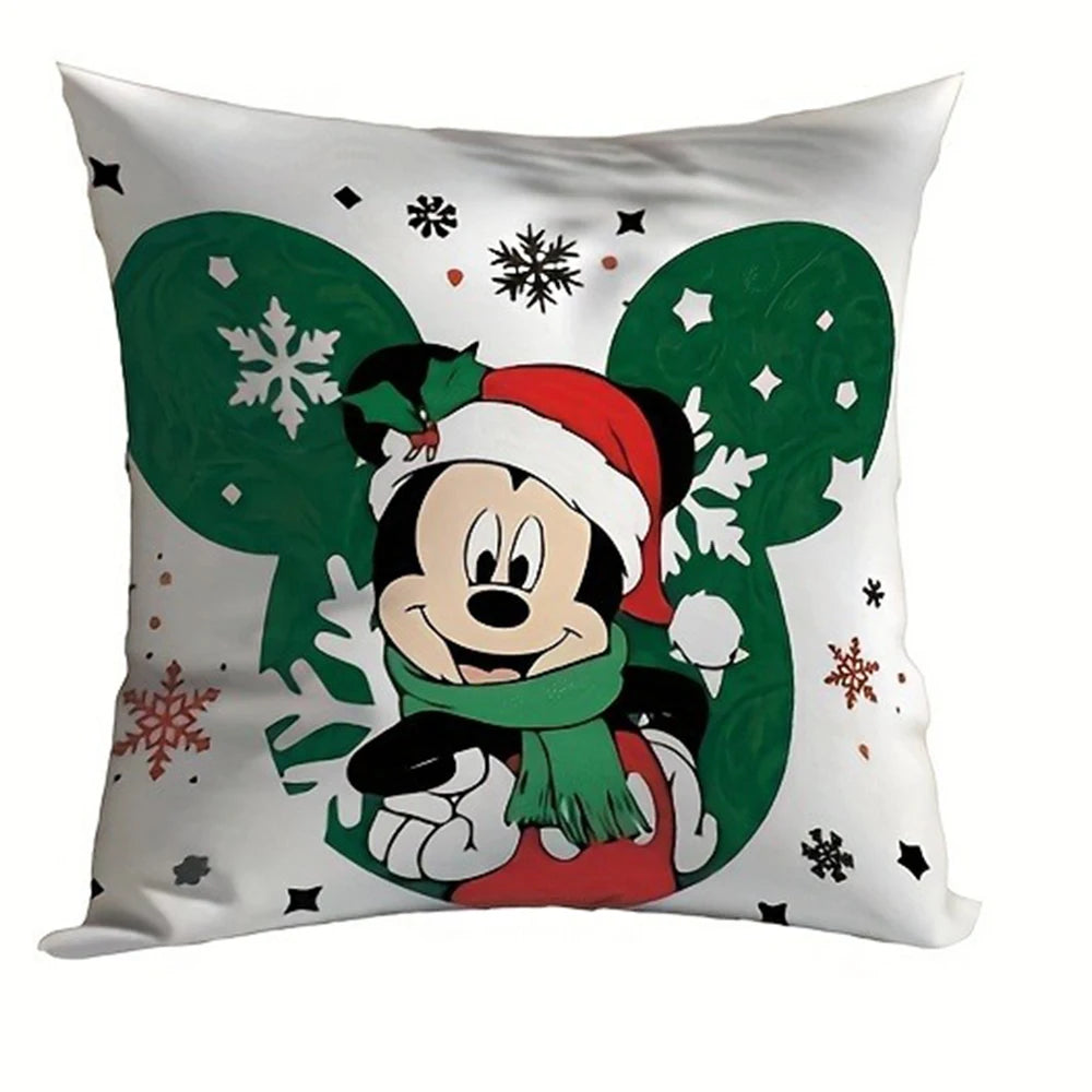 Disney Mickey Mouse Christmas Pillowcase - Festive Sofa Cushion Cover for Living Room and Home Decor