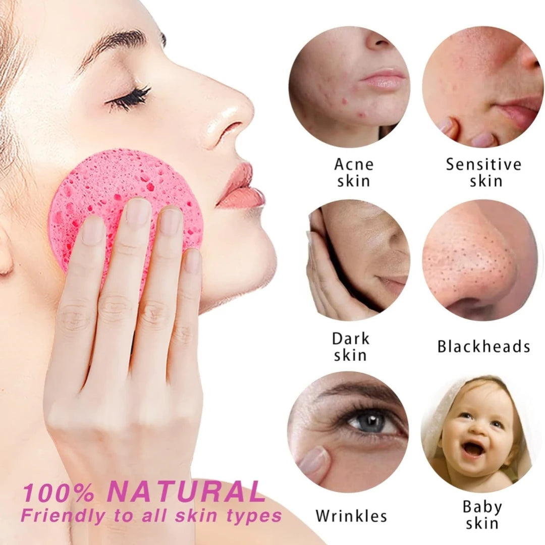 50–1000PCS Natural Wood Pulp Compressed Face Wash Sponges – Foaming Facial Cleansing Puffs for Skincare & Makeup Removal