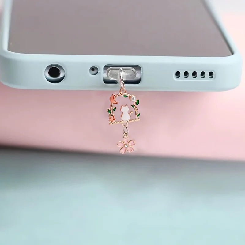 Cute Cat Phone Dust Plug - Decorative Charging Port Protector Accessory & Gift for Phone Lovers