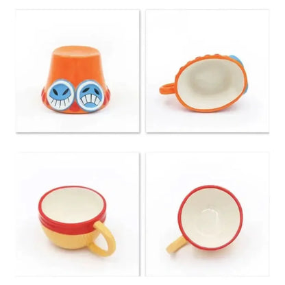 One Piece Mug – Creative Three Brothers Hat Shaped Coffee Cup, Anime Chopper, Ace & Sabo Ceramic Water Cup for Parties