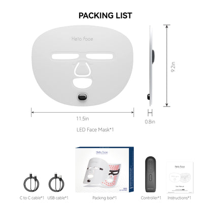 Hello Face Red & Near-Infrared Light Mask - Wireless Ultra-Light Facial Mask for Professional-Style Skincare