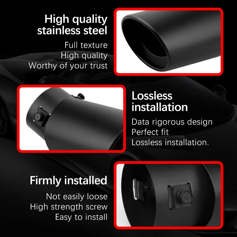 2.5" Black Car Exhaust Muffler Tips - Rear Tail Pipes for Custom Exhaust Systems