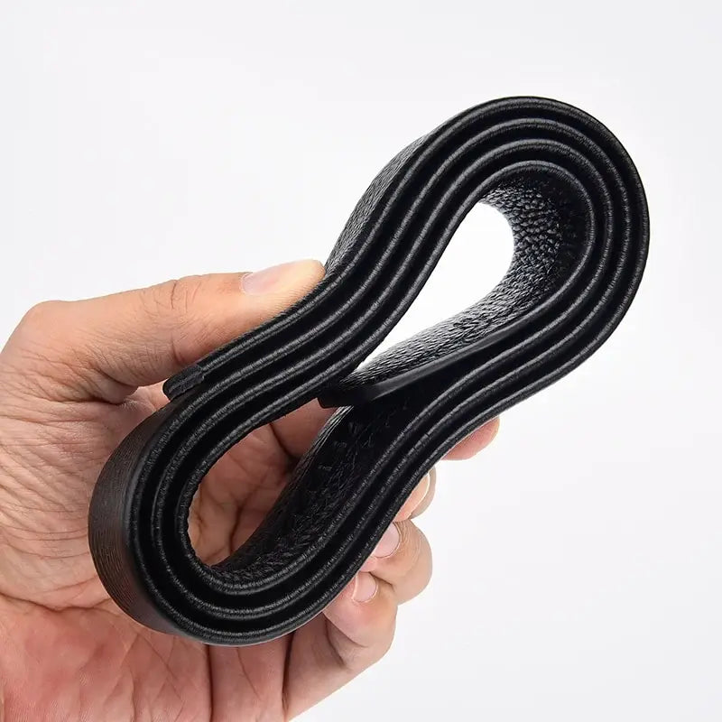 2Pcs Men’s No-Buckle Belt – High-End Black Soft PU Leather Strap Fashion Belt
