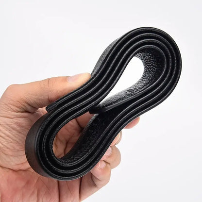 2Pcs Men’s No-Buckle Belt – High-End Black Soft PU Leather Strap Fashion Belt