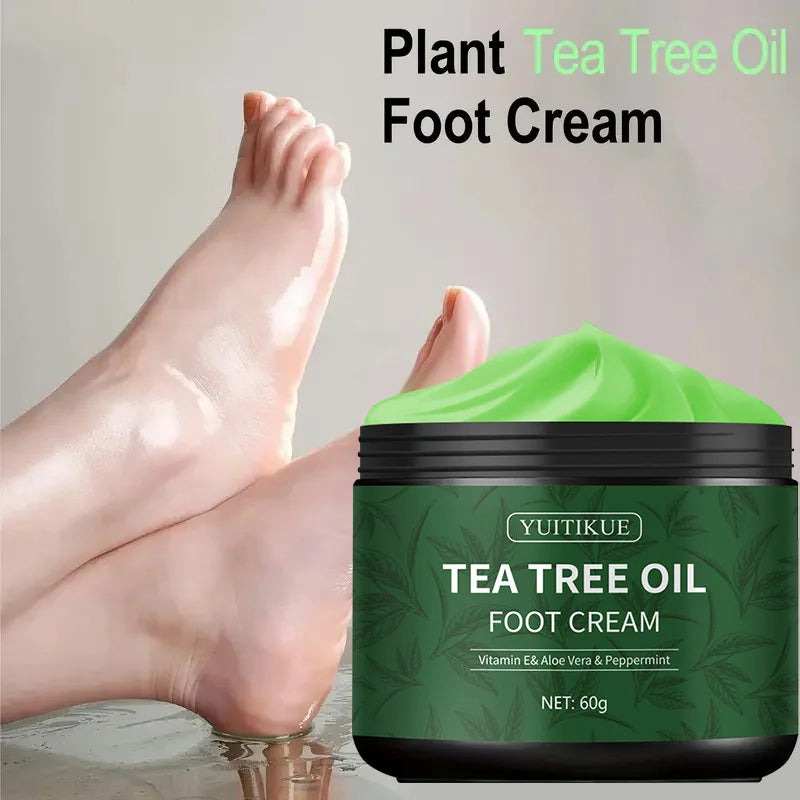 YUITIKUE Tea Tree Oil Foot Cream – Vitamin E, Aloe Vera & Peppermint Moisturizer for Dry Feet