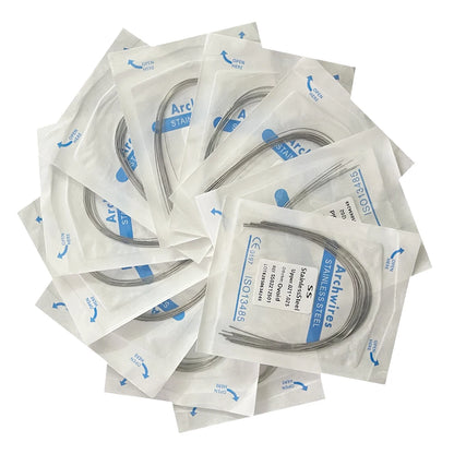 10PCS Dental Orthodontic Arch Wire Set - Stainless Steel Round & Rectangular Dentist Ovoid Form Material
