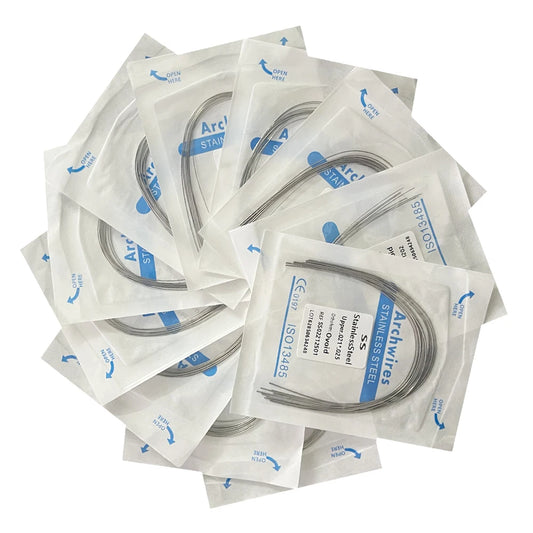 10PCS Dental Orthodontic Arch Wire Set - Stainless Steel Round & Rectangular Dentist Ovoid Form Material