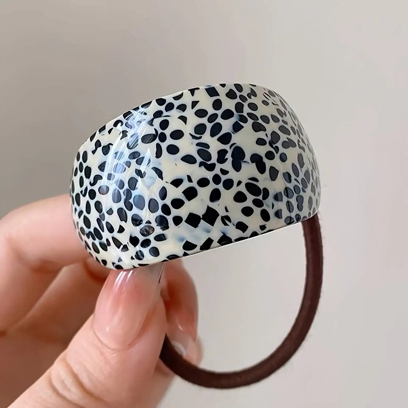 Marble Acetate Hair Tie - Chic Elastic Ponytail Holder for Women and Girls