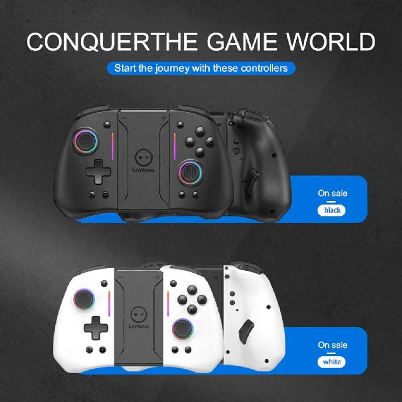 LinYuvo KS42 Meteor Light Wireless Joypad — 8-Color RGB Controller for Switch/Lite/OLED with Programmable Buttons, Turbo & Vibration