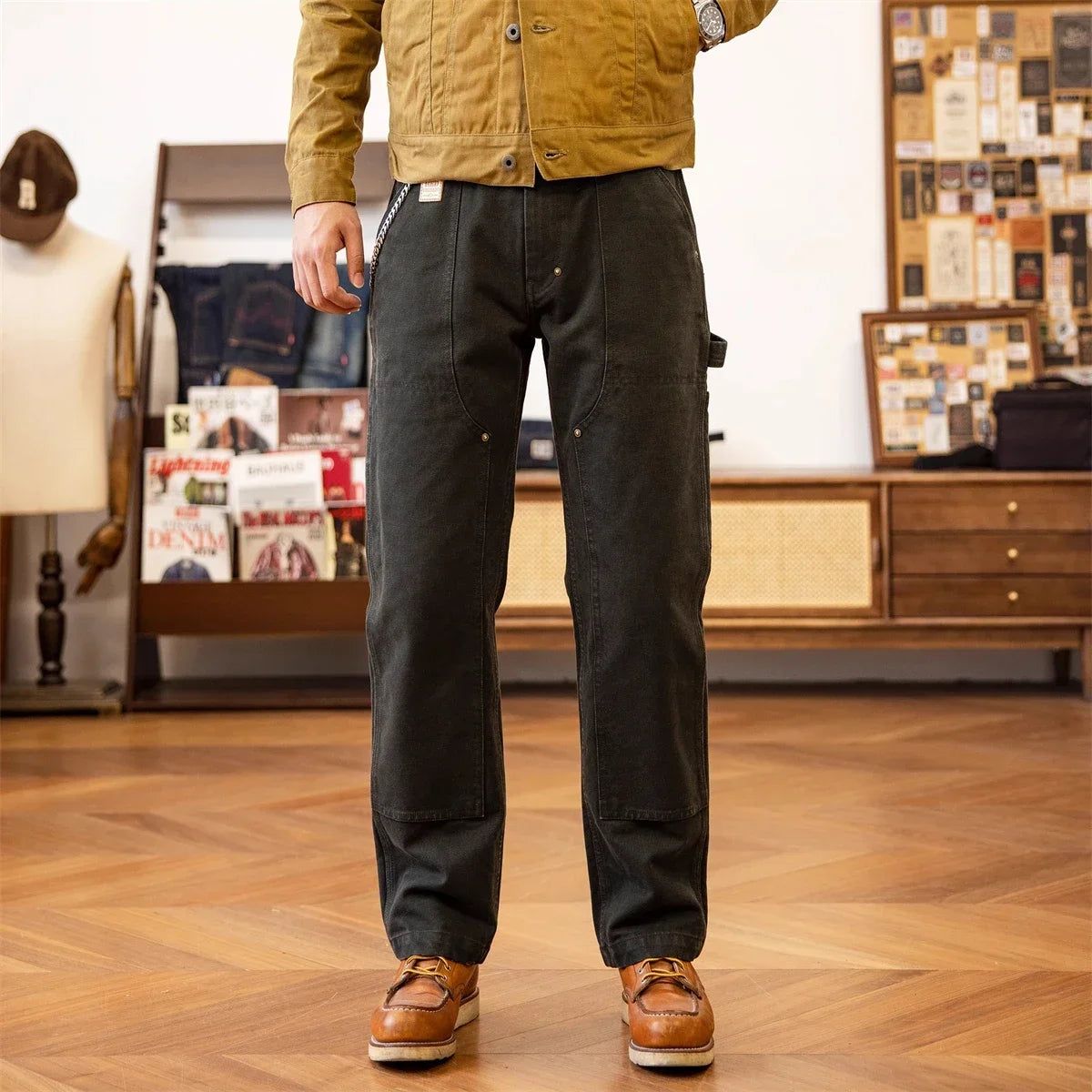 Red Tornado 14oz Duck Work Pants - Double Front Carpenter Dungaree Trousers for Men