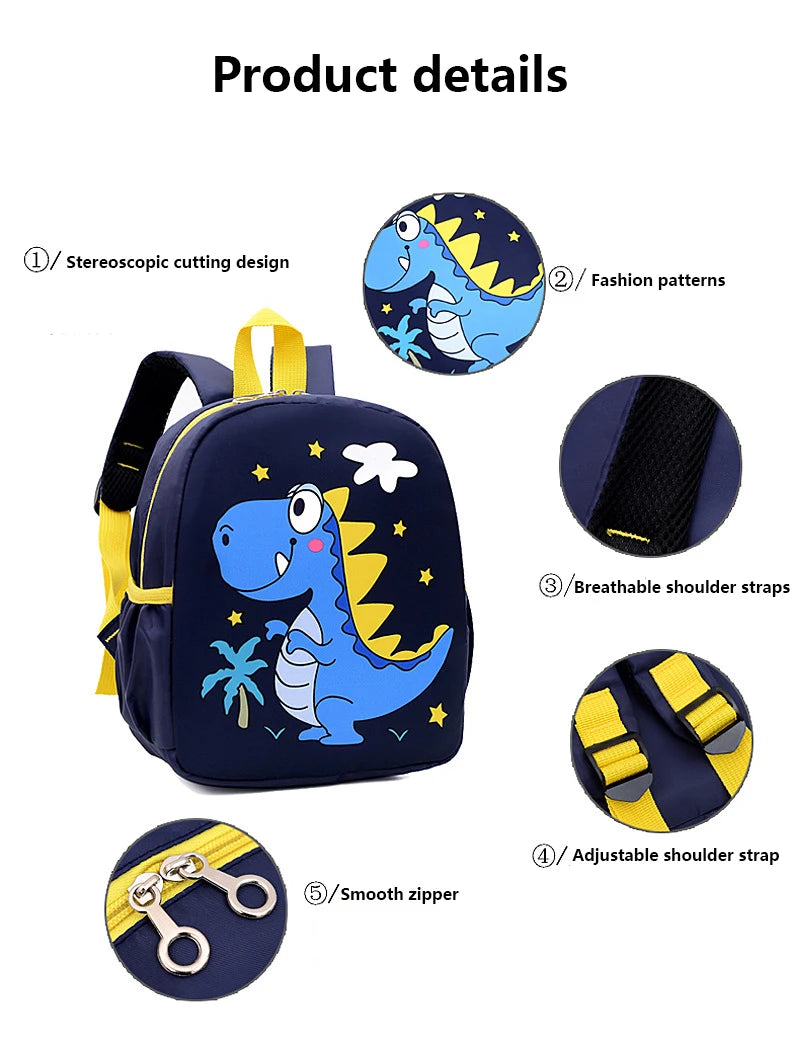 Cute Cartoon Dinosaur Baby Backpack – Adjustable Kindergarten Schoolbag for Boys & Girls