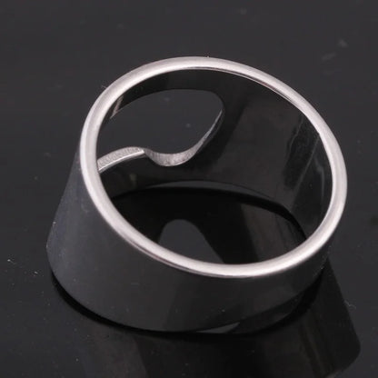 Stainless Steel Bottle Opener Ring - Finger Ring Corkscrew for Beer Cans - Cool Bar and Kitchen Gadget Gift