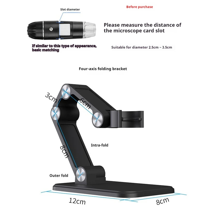 A73P Foldable Microscope Stand – Adjustable Angle for WiFi Digital USB Electronic Magnifying Glass