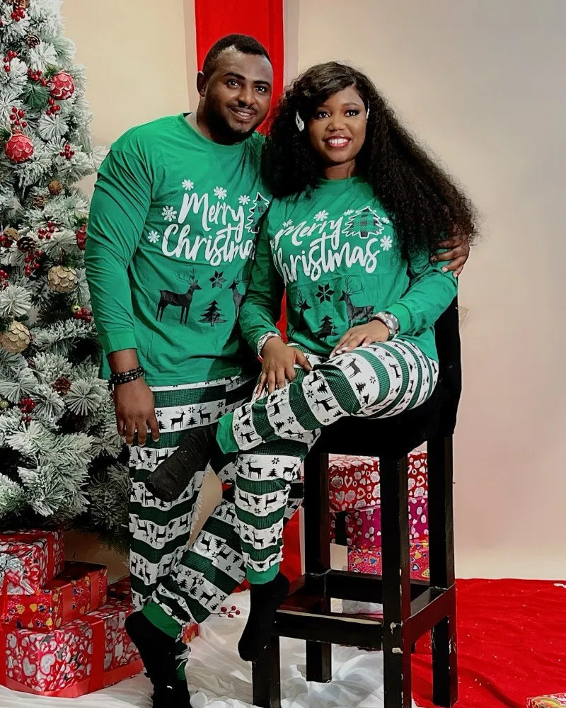 Christmas Family Pajamas Set – Matching Elk Print Sleepwear for Mom, Dad & Kids, Soft Loose Xmas Pyjamas Gift