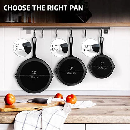 Cast Iron Frying Pan – 14/16/20cm Non-Stick Skillet for Omelettes, Pancakes & Induction Cooking
