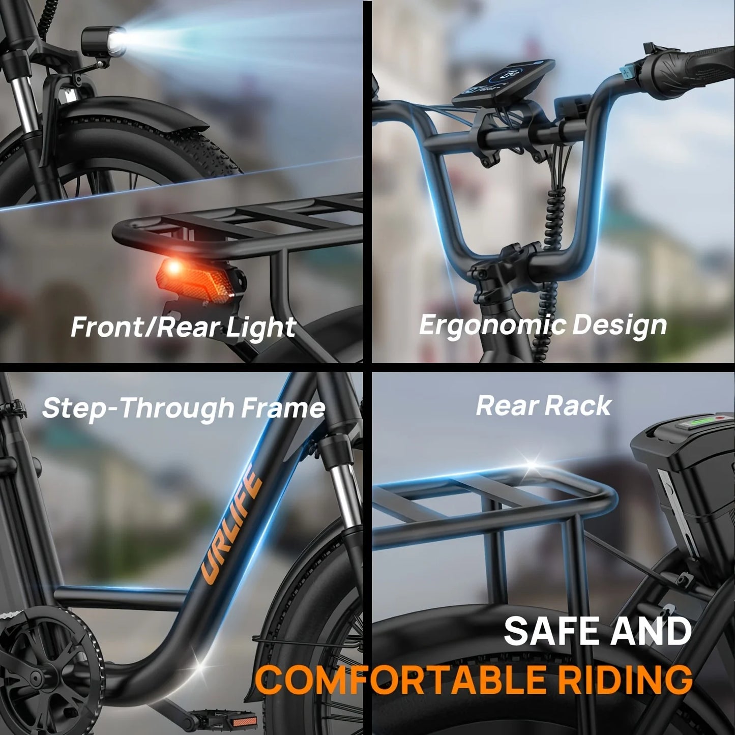 URLIFE E20 1000W Electric Bike – 48V 13Ah Removable Battery, 28MPH Fat Tire E-Bike with 7-Speed & Dual Disc Brakes